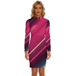 Pink-blue Retro Background, Retro Backgrounds, Lines Long Sleeve Shirt Collar Bodycon Dress