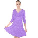 Purple Paper Texture, Paper Background Quarter Sleeve Front Wrap Dress