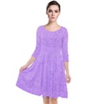 Purple Paper Texture, Paper Background Quarter Sleeve Waist Band Dress