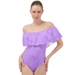 Purple Paper Texture, Paper Background Off Shoulder Velour Bodysuit 