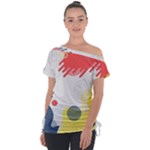 Red White Blue Retro Background, Retro Abstraction, Colored Retro Background Off Shoulder Tie-Up T-Shirt