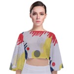 Red White Blue Retro Background, Retro Abstraction, Colored Retro Background Tie Back Butterfly Sleeve Chiffon Top