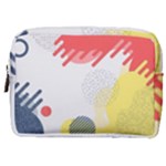 Red White Blue Retro Background, Retro Abstraction, Colored Retro Background Make Up Pouch (Medium)