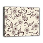Retro Floral Texture, Light Brown Retro Background Canvas 14  x 11  (Stretched)