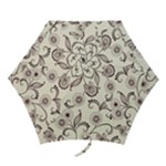 Retro Floral Texture, Light Brown Retro Background Mini Folding Umbrellas