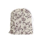 Retro Floral Texture, Light Brown Retro Background Drawstring Pouch (Large)