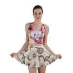 Retro Floral Texture, Light Brown Retro Background Mini Skirt