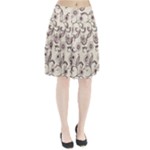 Retro Floral Texture, Light Brown Retro Background Pleated Skirt