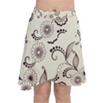 Retro Floral Texture, Light Brown Retro Background Chiffon Wrap Front Skirt