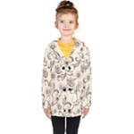 Retro Floral Texture, Light Brown Retro Background Kids  Double Breasted Button Coat