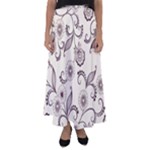 Retro Floral Texture, Light Brown Retro Background Flared Maxi Skirt