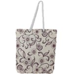 Retro Floral Texture, Light Brown Retro Background Full Print Rope Handle Tote (Large)
