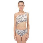 Retro Floral Texture, Light Brown Retro Background Spliced Up Two Piece Swimsuit