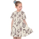Retro Floral Texture, Light Brown Retro Background Kids  Sailor Dress