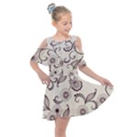 Retro Floral Texture, Light Brown Retro Background Kids  Shoulder Cutout Chiffon Dress