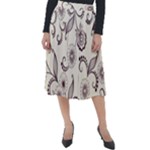 Retro Floral Texture, Light Brown Retro Background Classic Velour Midi Skirt 