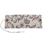Retro Floral Texture, Light Brown Retro Background Roll Up Canvas Pencil Holder (S)
