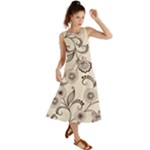 Retro Floral Texture, Light Brown Retro Background Summer Maxi Dress
