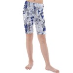 Retro Texture With Blue Flowers, Floral Retro Background, Floral Vintage Texture, White Background W Kids  Mid Length Swim Shorts