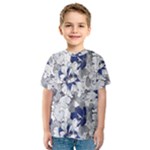 Retro Texture With Blue Flowers, Floral Retro Background, Floral Vintage Texture, White Background W Kids  Sport Mesh T-Shirt