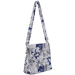 Retro Texture With Blue Flowers, Floral Retro Background, Floral Vintage Texture, White Background W Zipper Messenger Bag