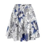 Retro Texture With Blue Flowers, Floral Retro Background, Floral Vintage Texture, White Background W High Waist Skirt