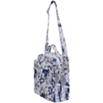 Retro Texture With Blue Flowers, Floral Retro Background, Floral Vintage Texture, White Background W Crossbody Day Bag