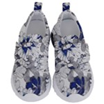 Retro Texture With Blue Flowers, Floral Retro Background, Floral Vintage Texture, White Background W Kids  Velcro No Lace Shoes