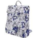 Retro Texture With Blue Flowers, Floral Retro Background, Floral Vintage Texture, White Background W Flap Top Backpack