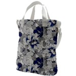 Retro Texture With Blue Flowers, Floral Retro Background, Floral Vintage Texture, White Background W Canvas Messenger Bag