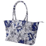Retro Texture With Blue Flowers, Floral Retro Background, Floral Vintage Texture, White Background W Canvas Shoulder Bag