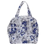Retro Texture With Blue Flowers, Floral Retro Background, Floral Vintage Texture, White Background W Boxy Hand Bag