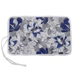 Retro Texture With Blue Flowers, Floral Retro Background, Floral Vintage Texture, White Background W Pen Storage Case (L)