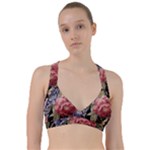 Retro Texture With Flowers, Black Background With Flowers Sweetheart Sports Bra