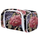 Retro Texture With Flowers, Black Background With Flowers Toiletries Pouch
