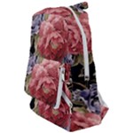Retro Texture With Flowers, Black Background With Flowers Travelers  Backpack