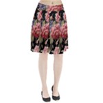 Retro Texture With Flowers, Black Background With Flowers Pleated Skirt