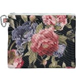 Retro Texture With Flowers, Black Background With Flowers Canvas Cosmetic Bag (XXXL)