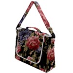 Retro Texture With Flowers, Black Background With Flowers Box Up Messenger Bag