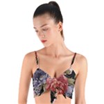 Retro Texture With Flowers, Black Background With Flowers Woven Tie Front Bralet