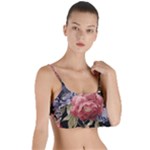 Retro Texture With Flowers, Black Background With Flowers Layered Top Bikini Top 