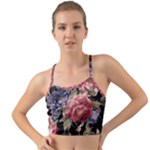 Retro Texture With Flowers, Black Background With Flowers Mini Tank Bikini Top