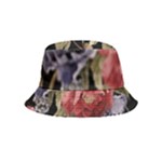Retro Texture With Flowers, Black Background With Flowers Bucket Hat (Kids)