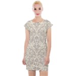 Retro Texture With Ornaments, Vintage Beige Background Cap Sleeve Bodycon Dress