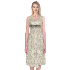 Retro Texture With Ornaments, Vintage Beige Background Midi Sleeveless Dress from UrbanLoad.com