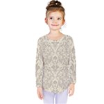 Retro Texture With Ornaments, Vintage Beige Background Kids  Long Sleeve T-Shirt