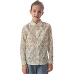Retro Texture With Ornaments, Vintage Beige Background Kids  Long Sleeve Shirt
