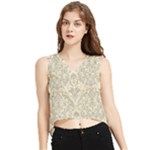 Retro Texture With Ornaments, Vintage Beige Background V-Neck Cropped Tank Top