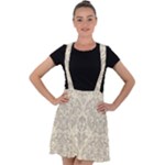 Retro Texture With Ornaments, Vintage Beige Background Velvet Suspender Skater Skirt