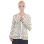 Retro Texture With Ornaments, Vintage Beige Background Casual Zip Up Jacket